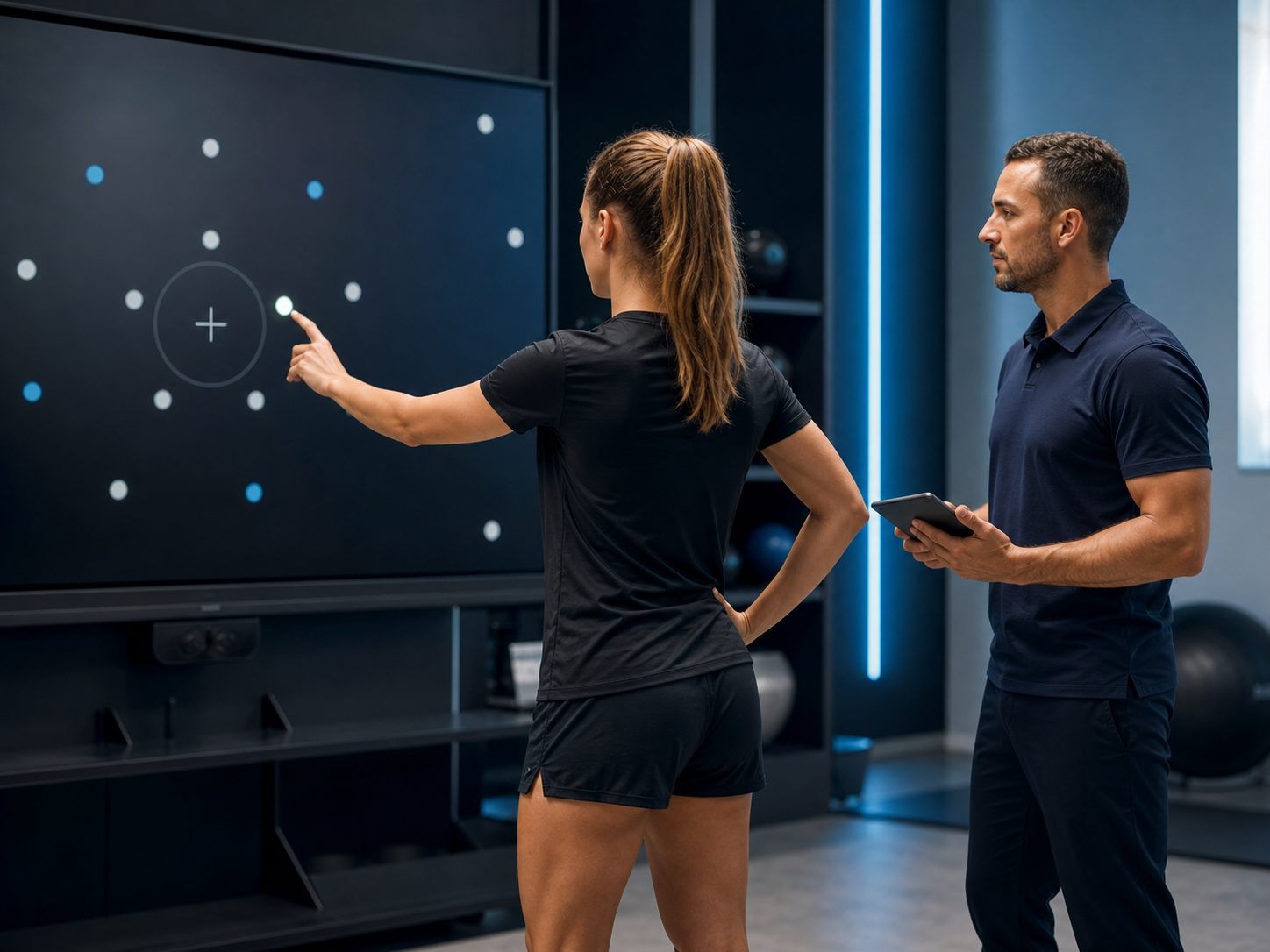 Atleta durante una valutazione visiva e visuo-motoria professionale